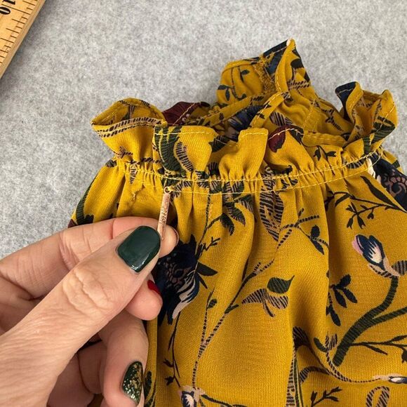 Misa Los Angeles Womens Medium Floral Ruffle Blouse Long Sleeve Boho Yellow Boho - Picture 9 of 11
